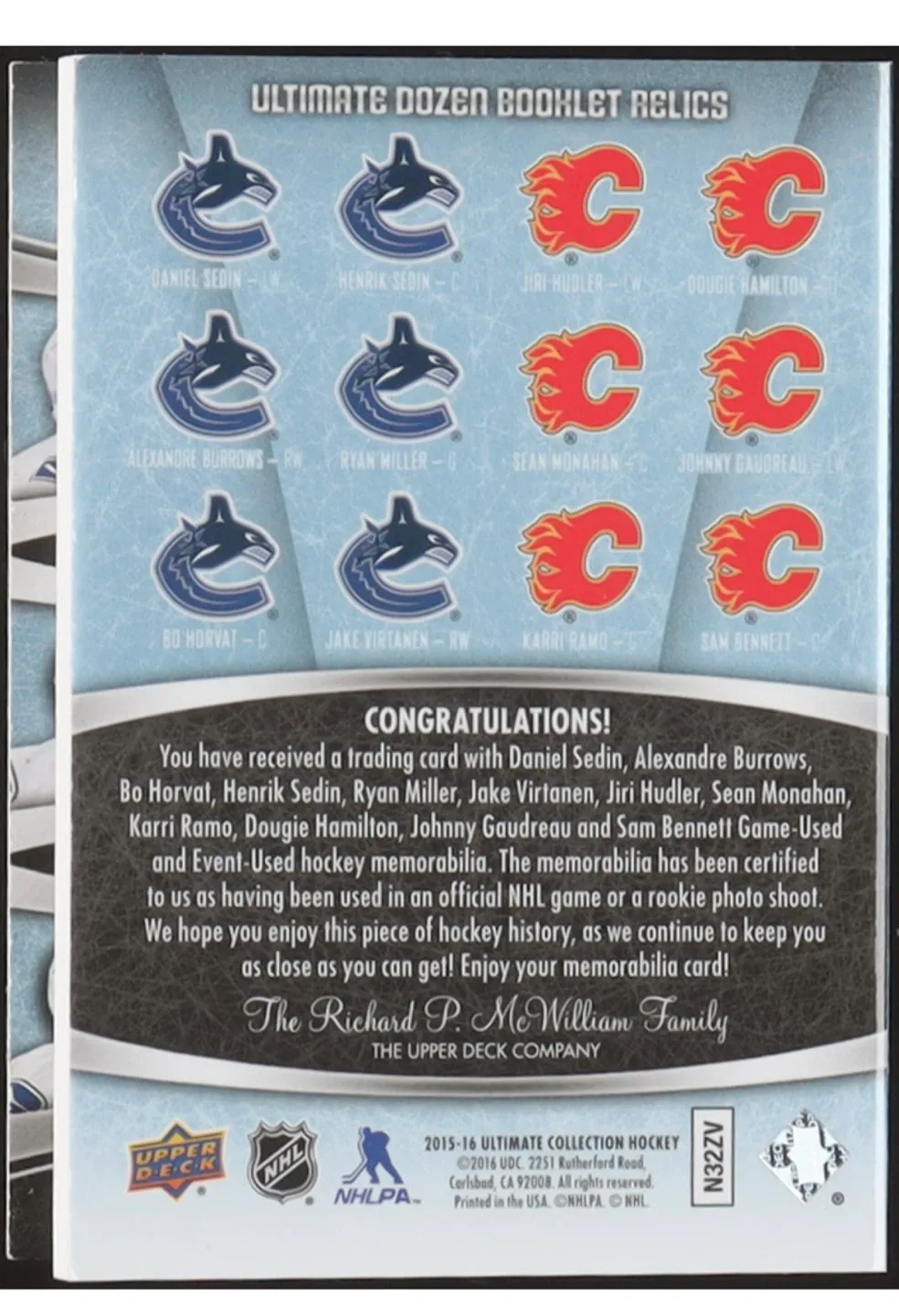 2015-16 Upper Deck Ultimate Dozen Booklet Relics Hockey image indicator(3)