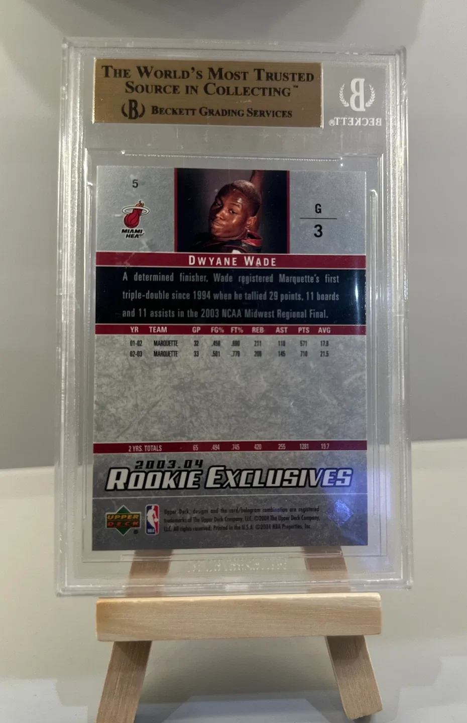 Dwyane Wade 2003-04 Upper Deck Rookie Exclusives #5 BGS 9.5 image indicator(2)