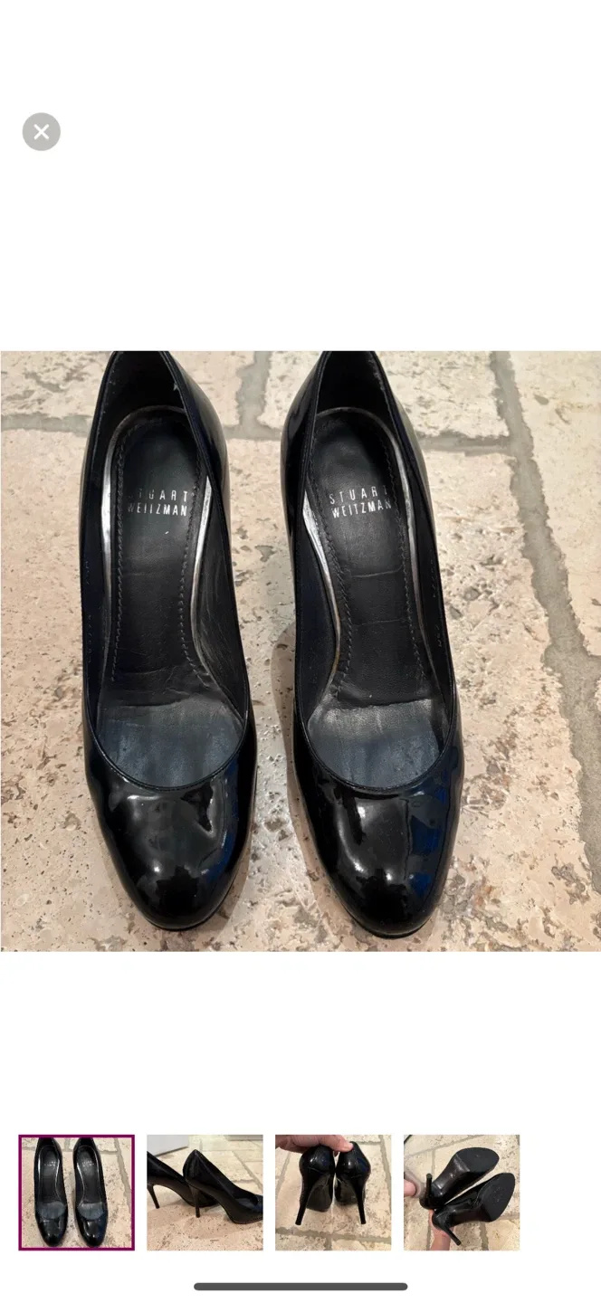 Stuart Weitzman Black Patent Leather Heels, Size 7