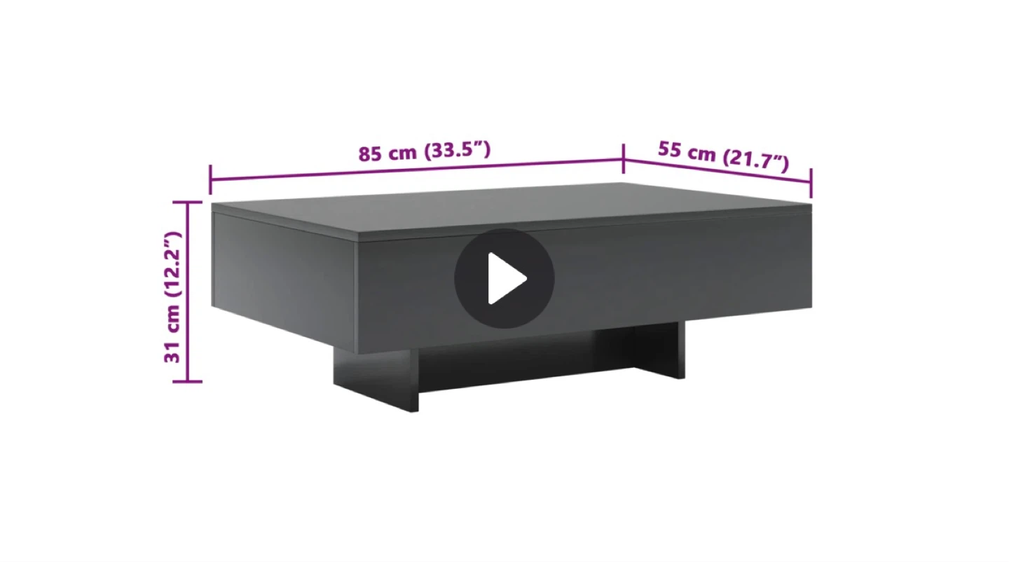 Gloss Black Coffee Table - 85x55x31cm - photo 3