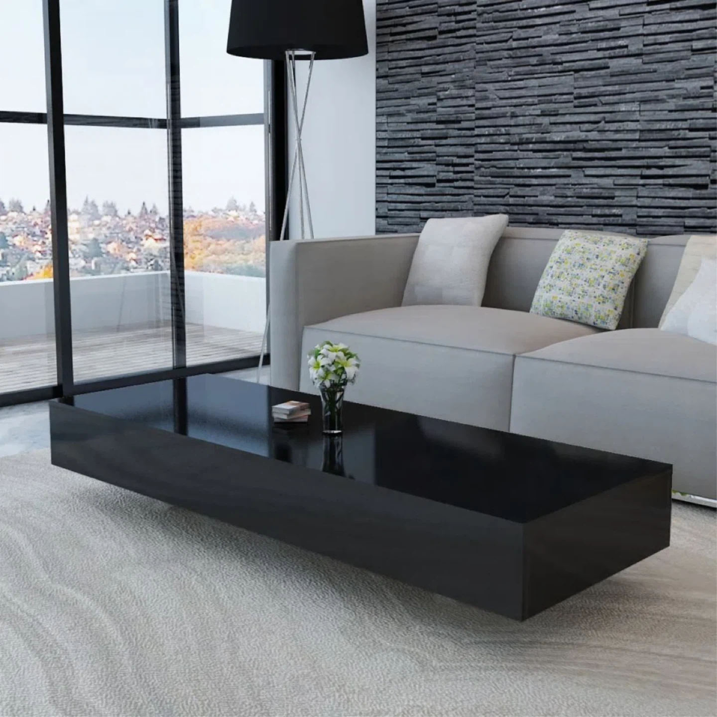 Gloss Black Coffee Table - 85x55x31cm