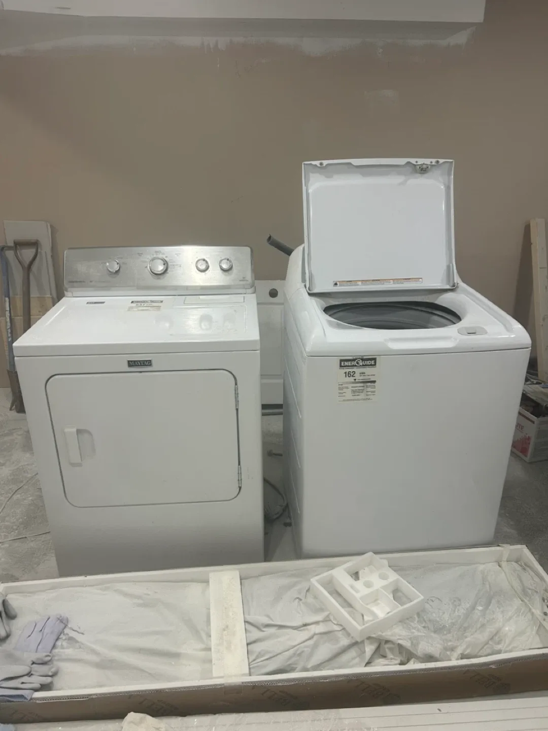 Maytag Centennial Dryer - White and GE dryer in white thumbnail
