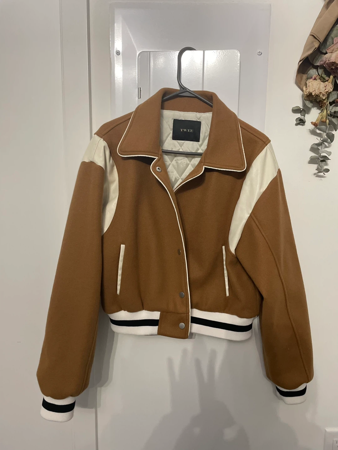 Brown & Cream Varsity Bomber Jacket
