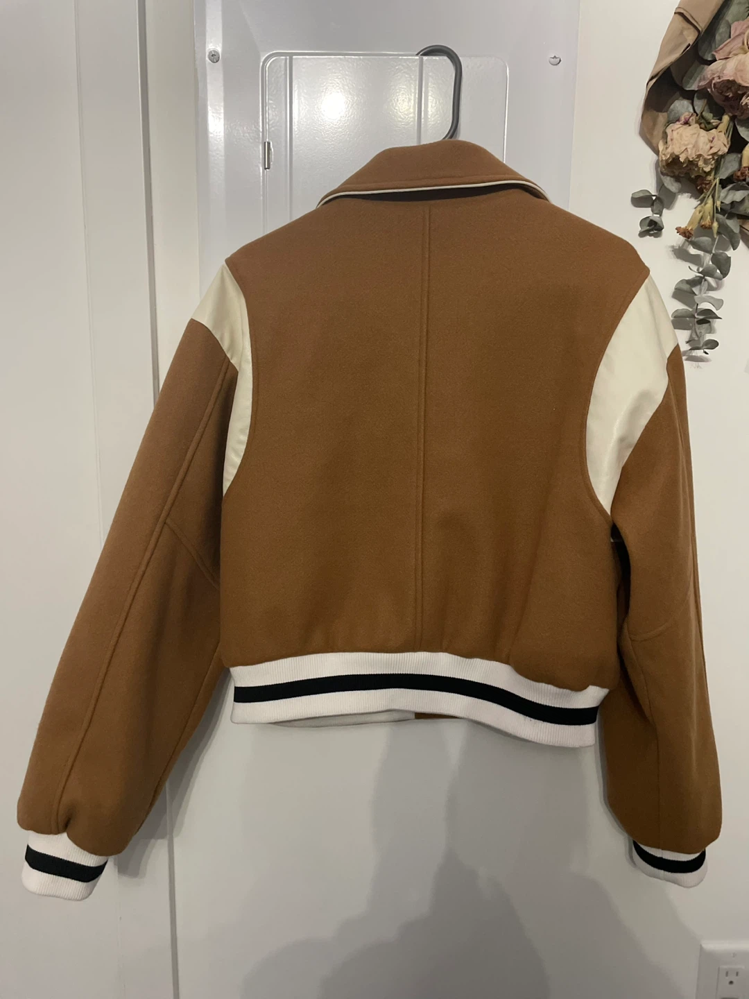 Brown & Cream Varsity Bomber Jacket - photo 2