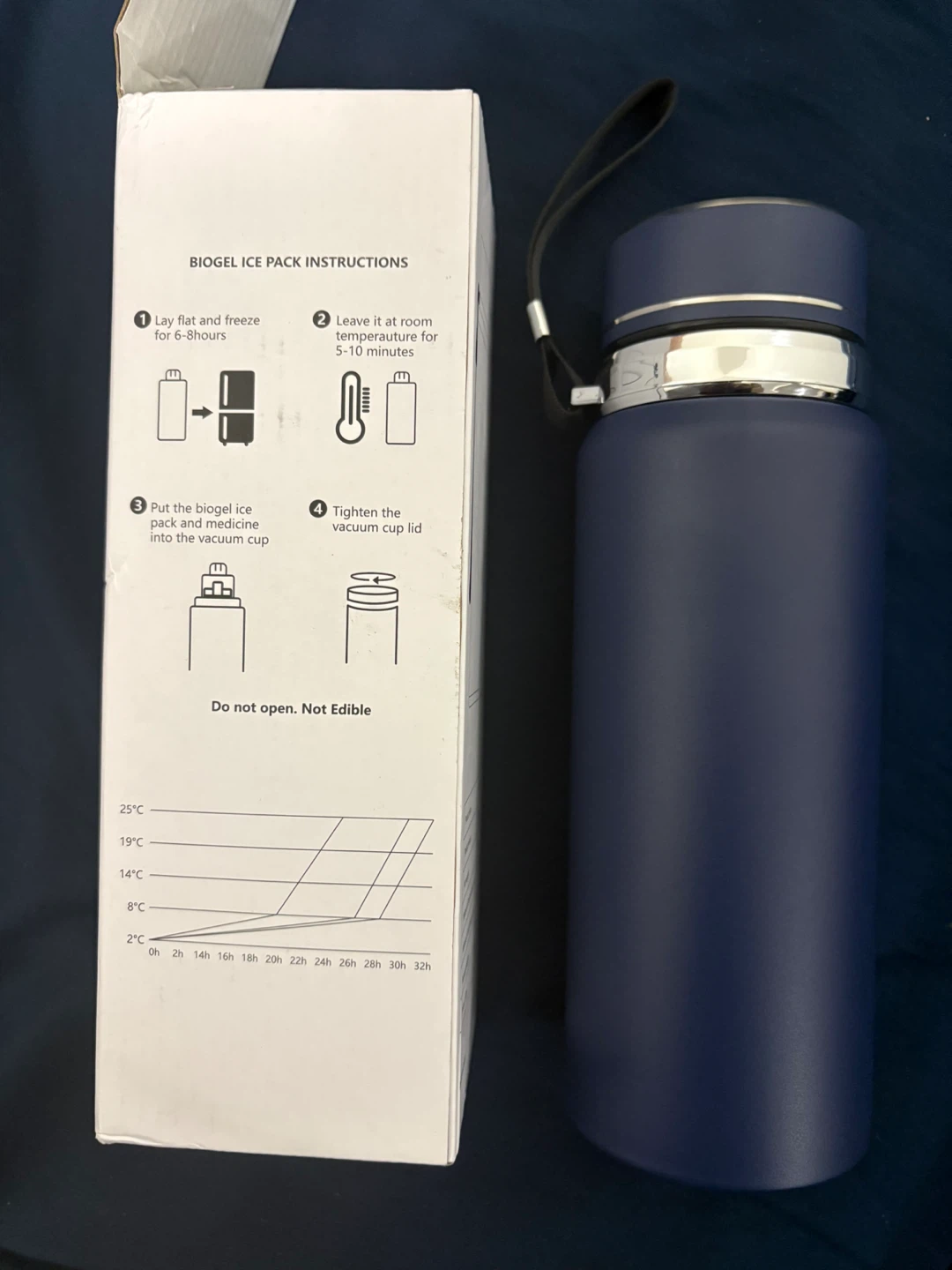 Insulated Water Bottle with Ice Pack