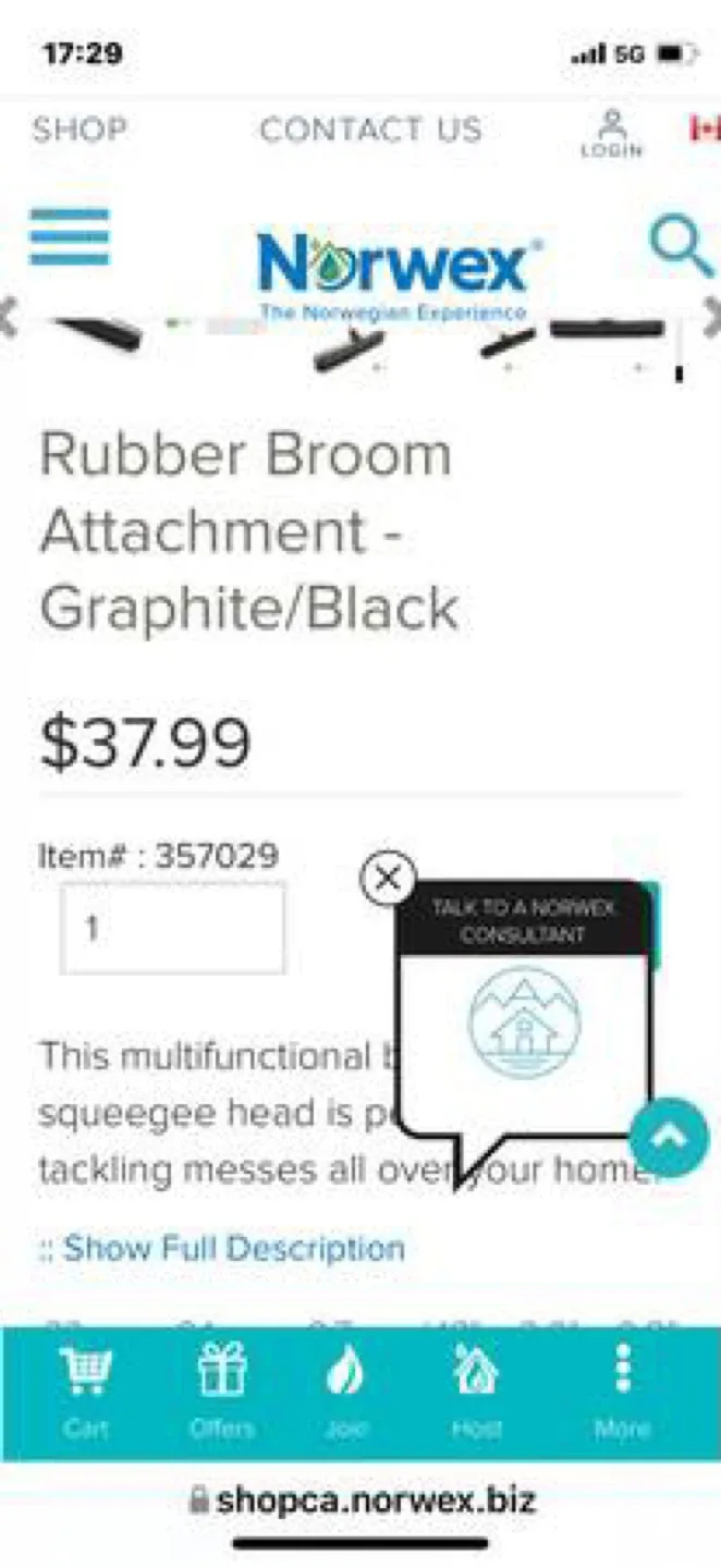 Norwex Rubber Broom Attachment - Graphite/Black