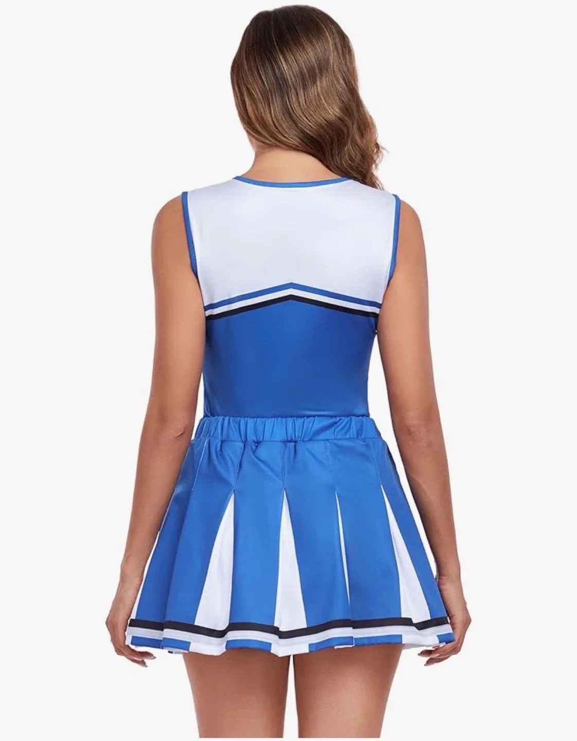 Cheerleader Costume with Pom Poms - Blue & White image indicator(3)