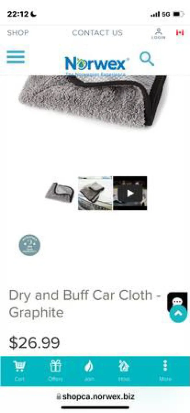 Norwex Dry and Buff Car Cloth - Graphite