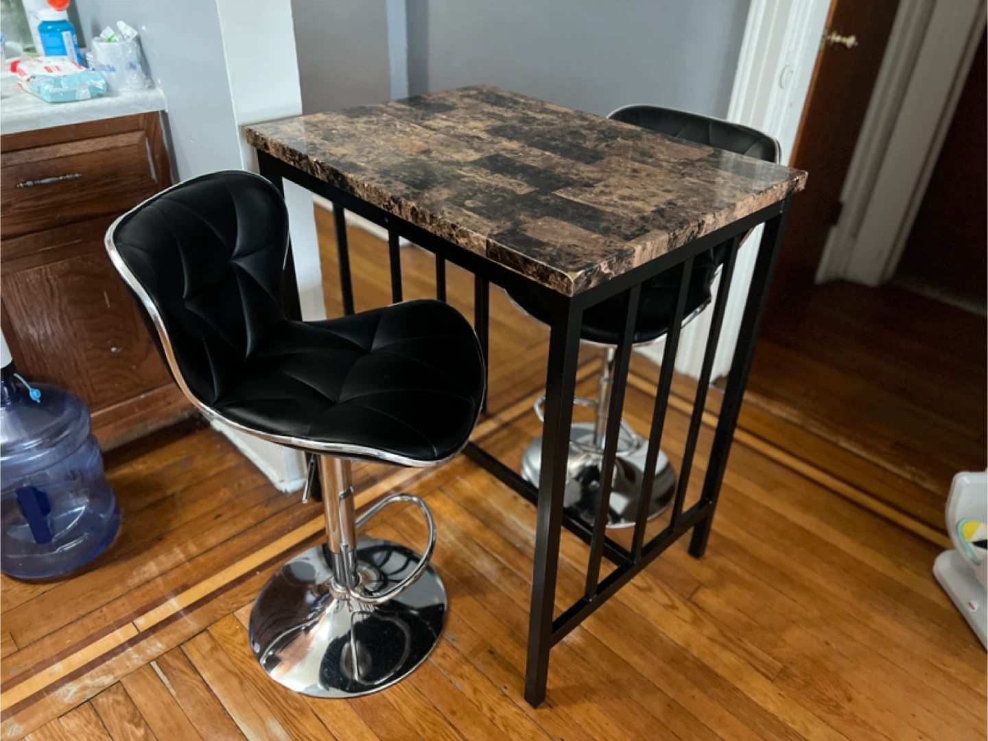 Bar Table Set with 2 Swivel Chairs