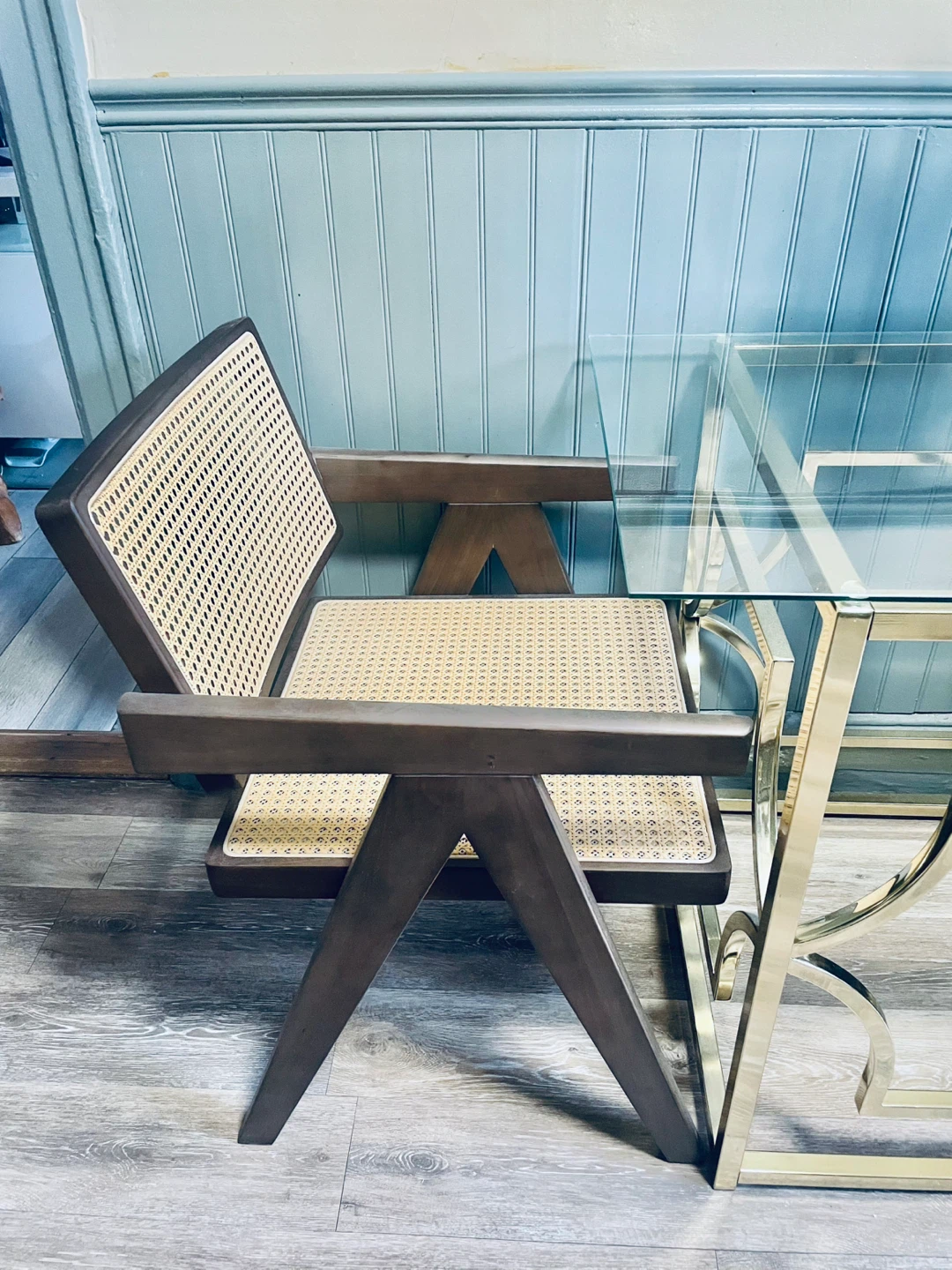 Rattan Accent Chair Walnut Wood Frame - photo 4