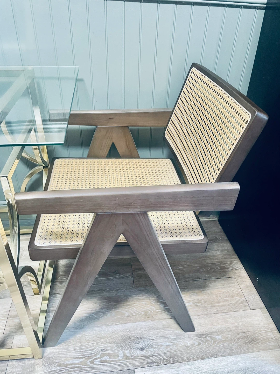 Rattan Accent Chair Walnut Wood Frame - photo 3