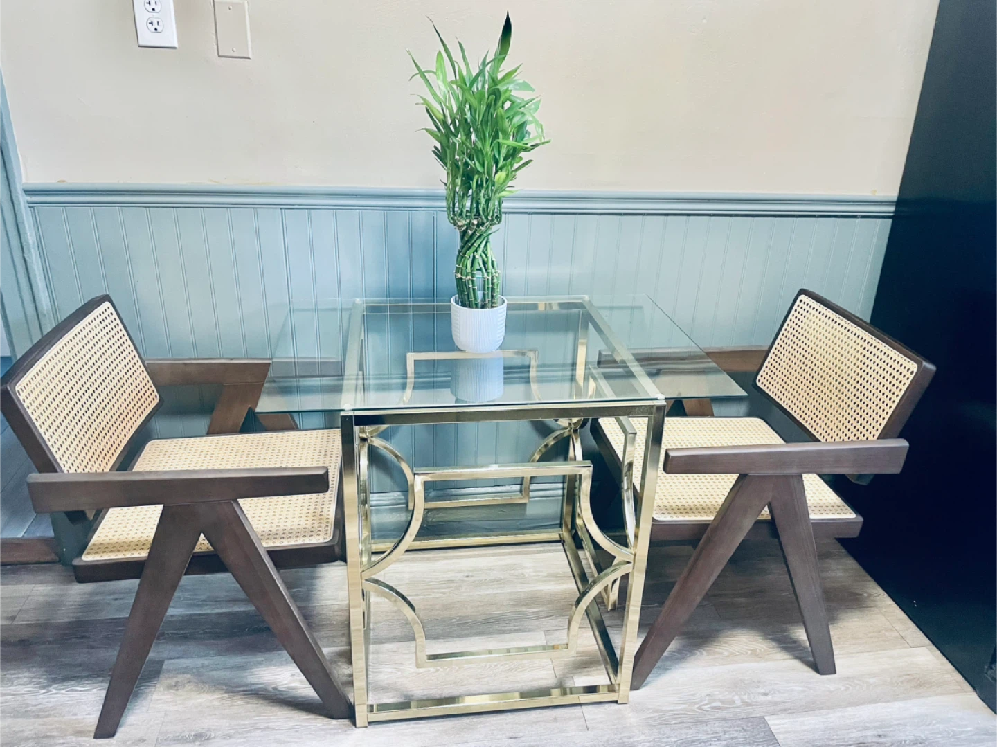 Rattan Accent Chair Walnut Wood Frame - photo 2