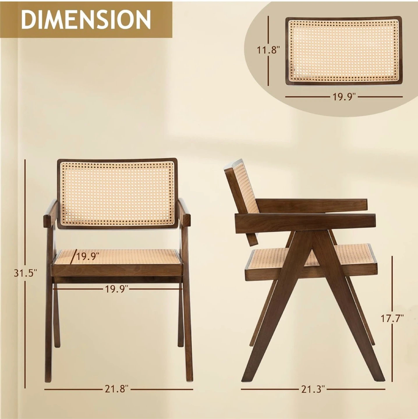 Rattan Accent Chair Walnut Wood Frame - photo 5