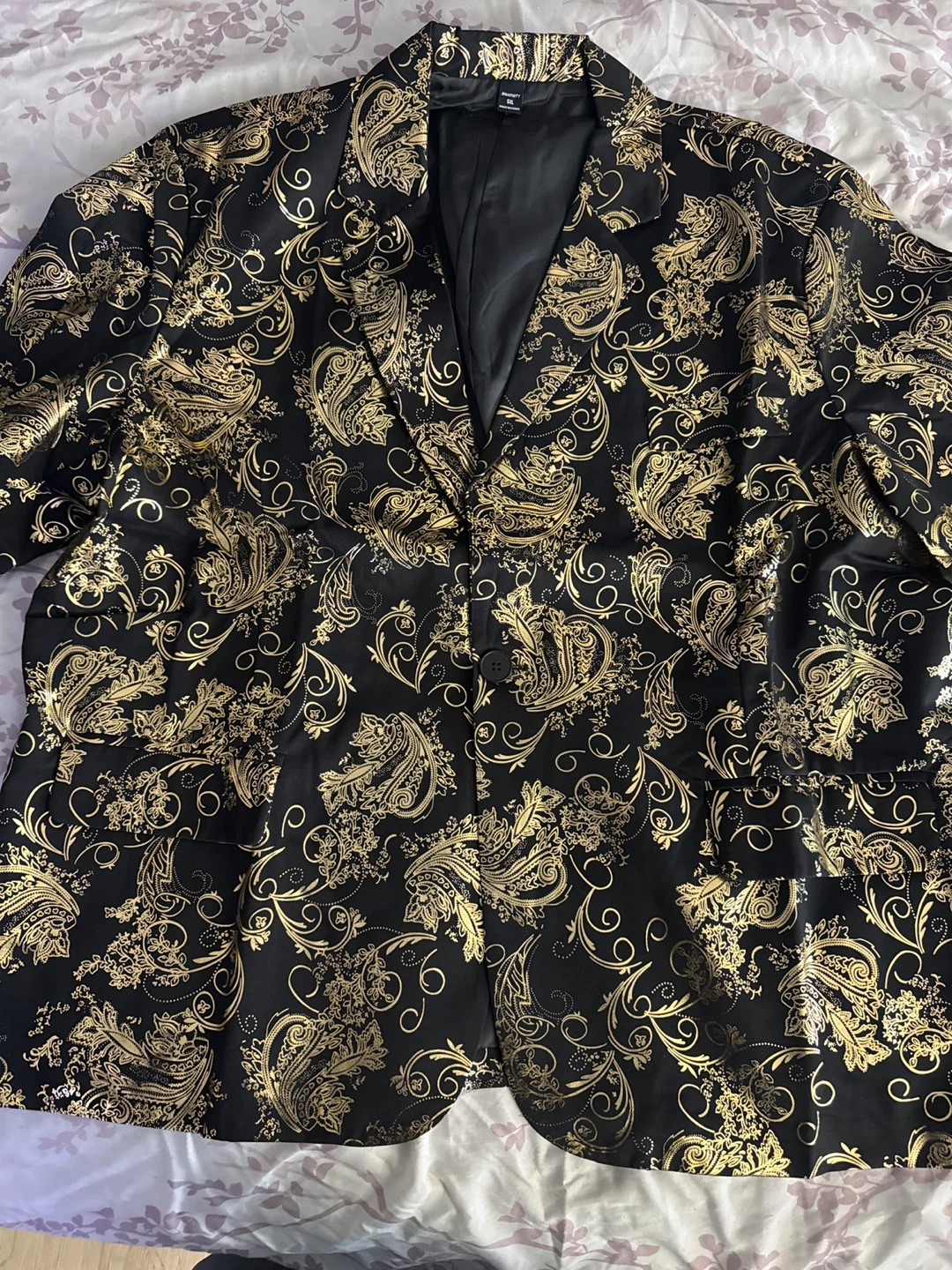 Shein Black & Gold Paisley Blazer - Size XL