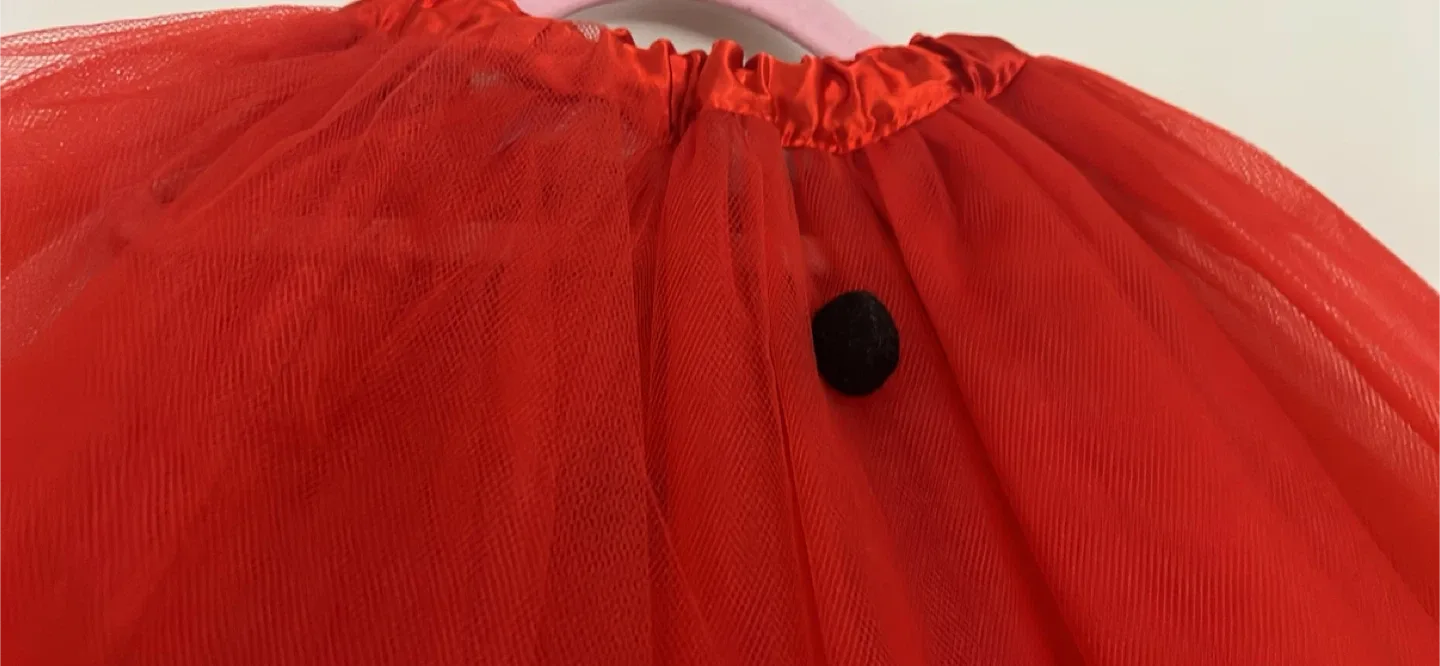 Red Tulle Skirt with Black Pom-Poms image indicator(2)