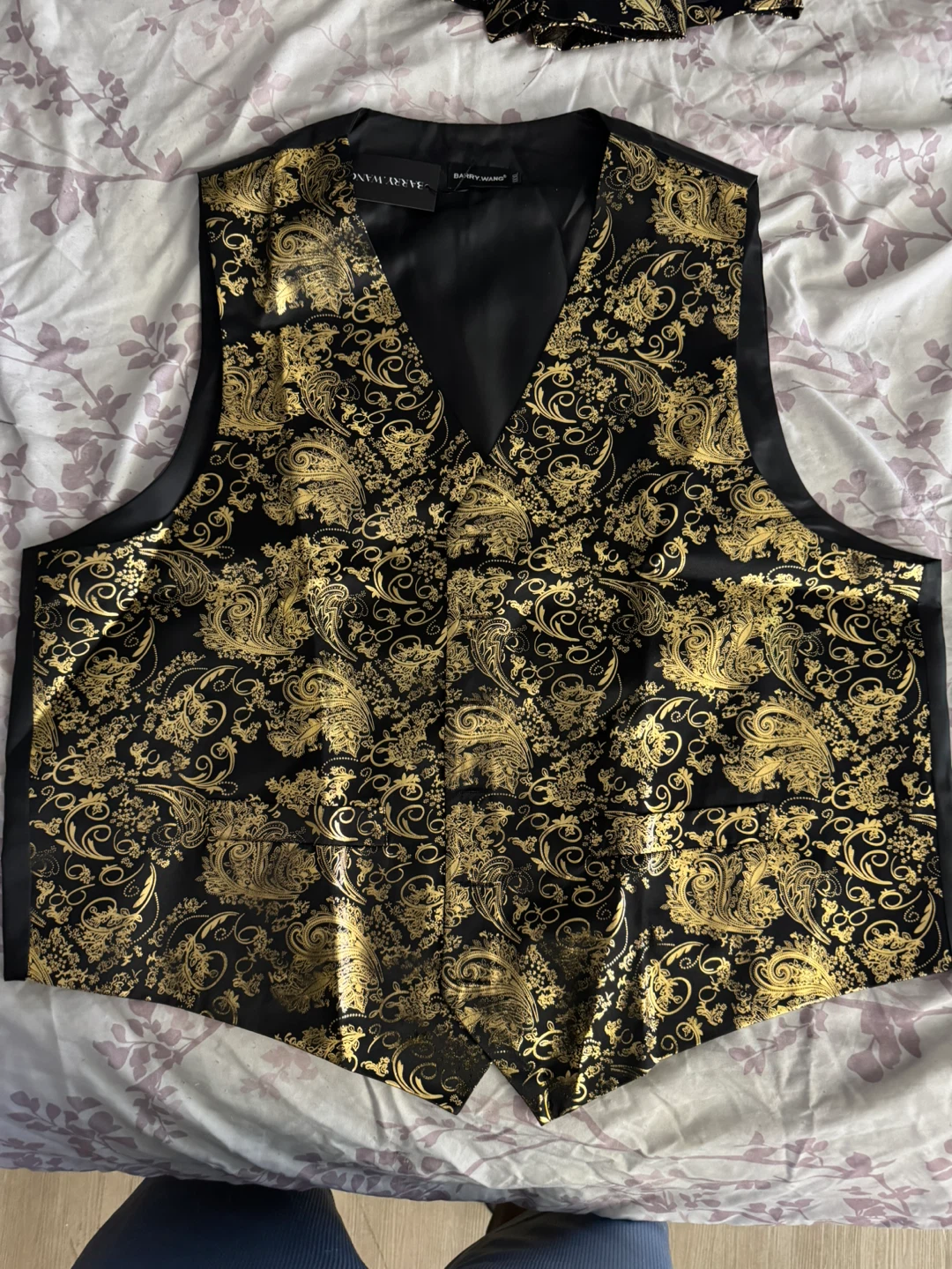 Barry Wang Black & Gold Vest Set - New