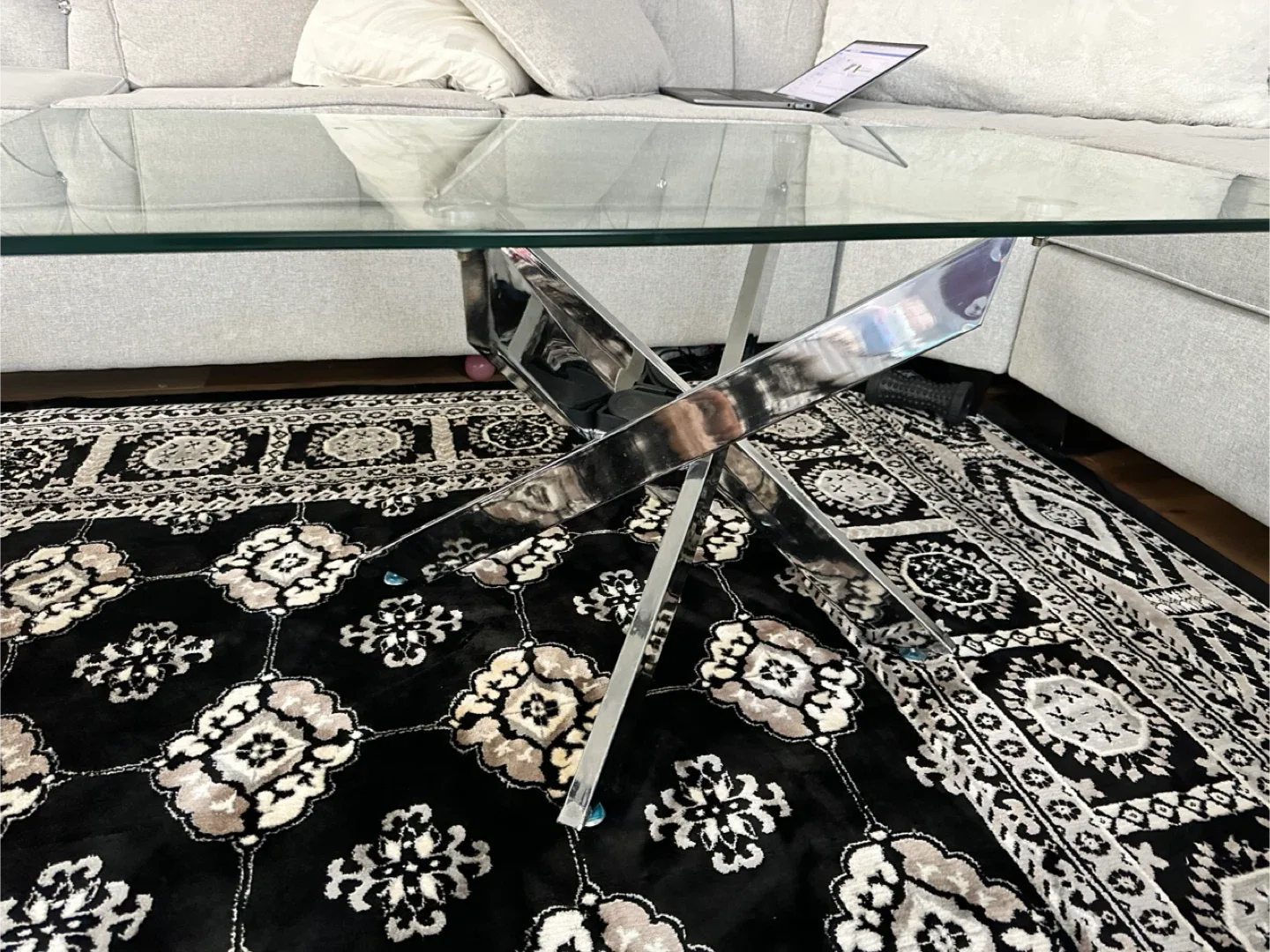 Glass & Metal Coffee table and side tables (3 Piece)