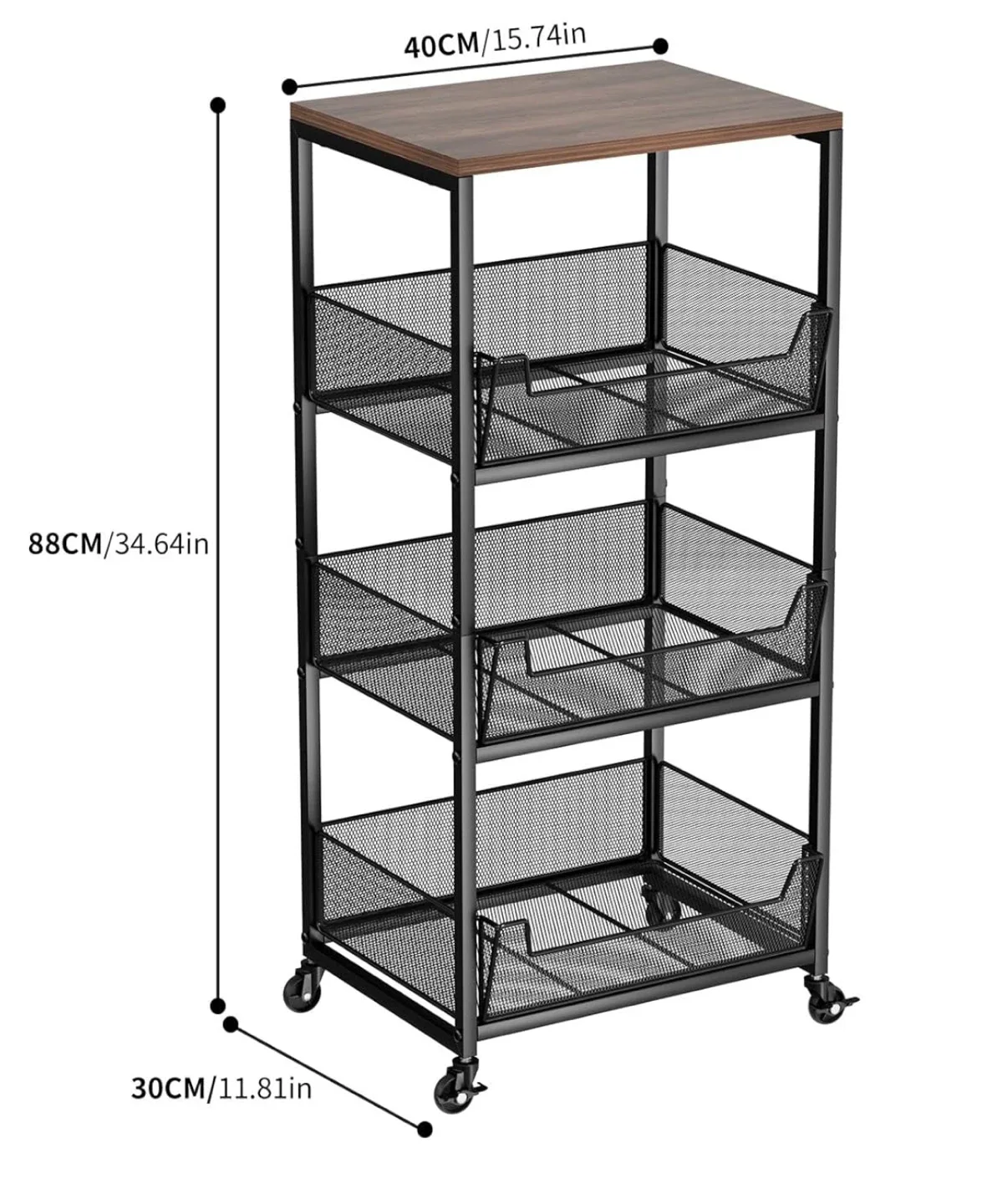 4-Tier Rolling Utility Cart with Wood Top image indicator(4)