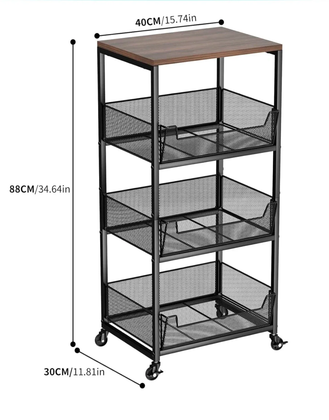 4-Tier Rolling Utility Cart with Wood Top image indicator(2)