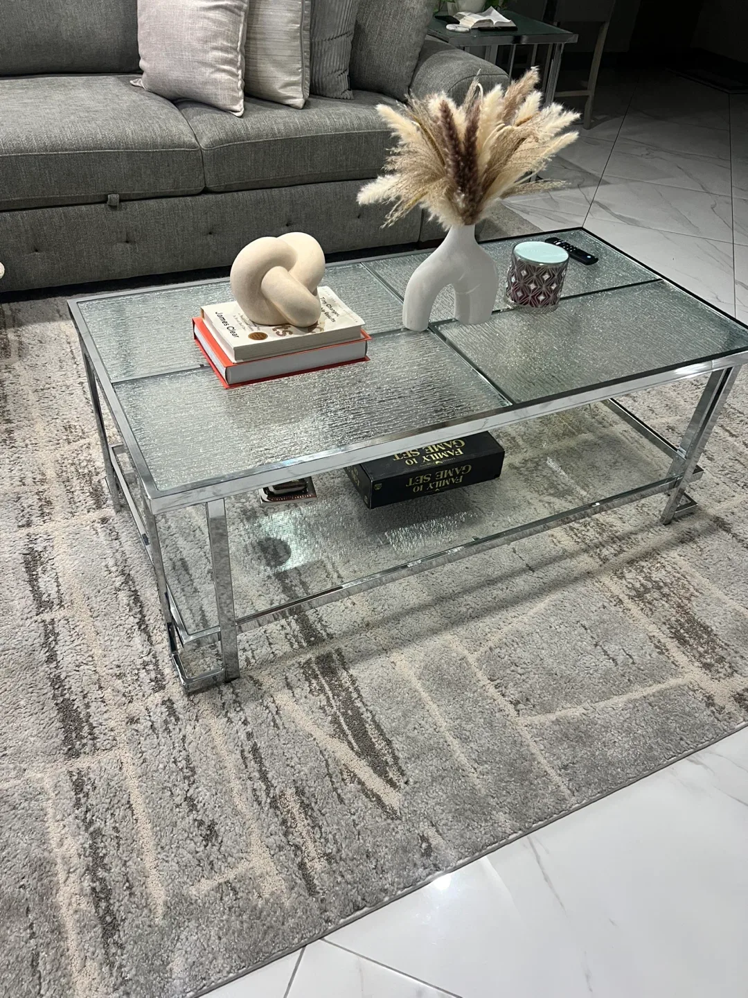 Glass Coffee Table with Chrome Frame