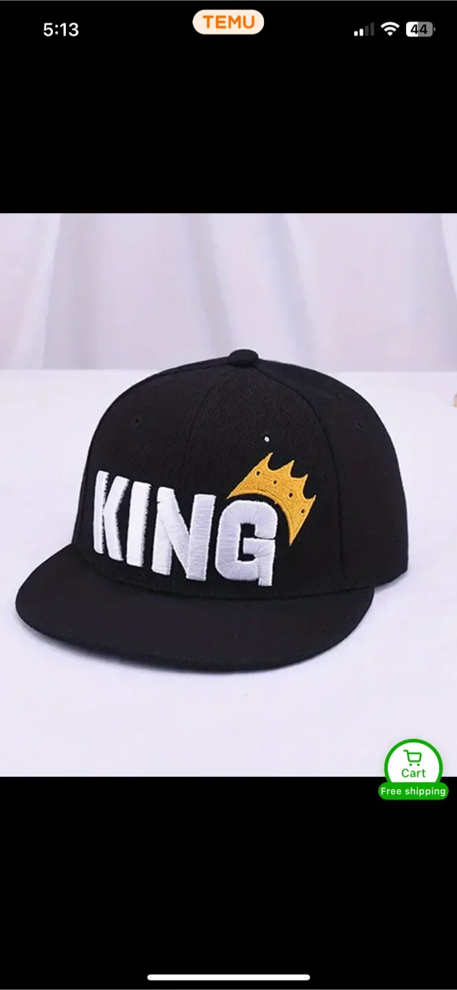 King Black Baseball Cap