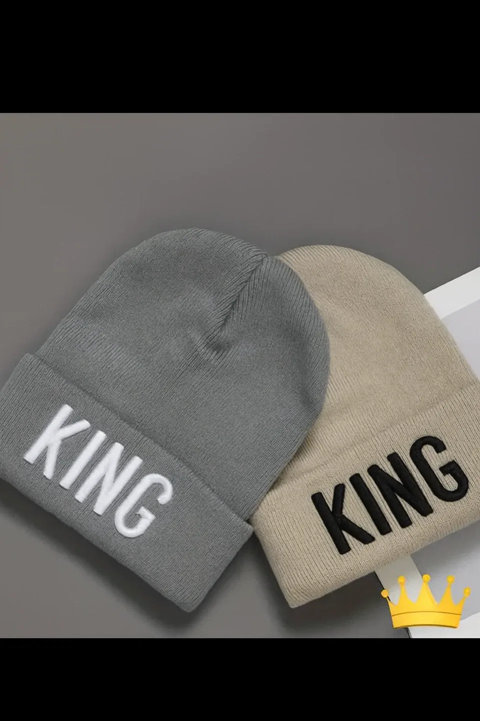 KING Beanie Hat - Grey & Beige image indicator(2)