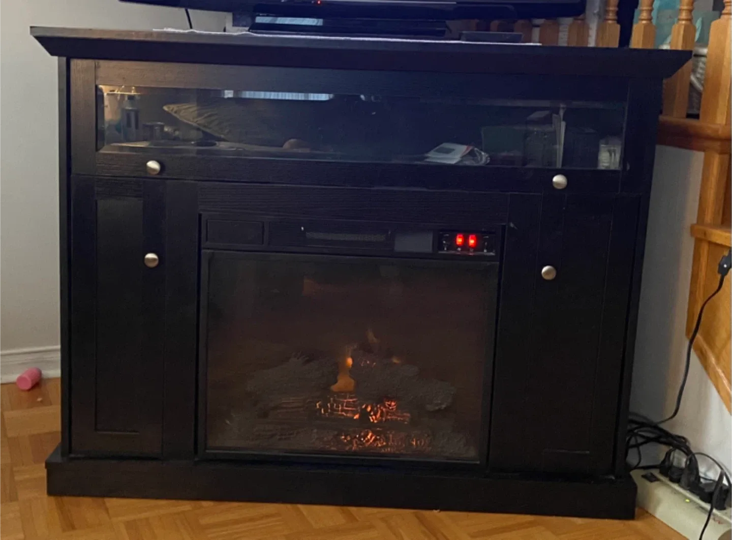 Corner Black Fireplace TV Stand image indicator(6)