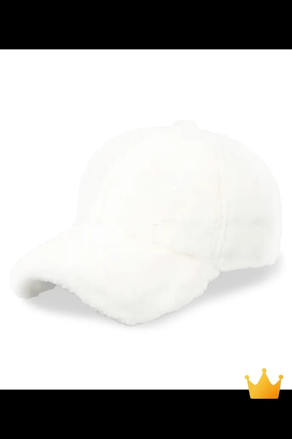 White Faux Fur Baseball Cap - New image indicator(2)