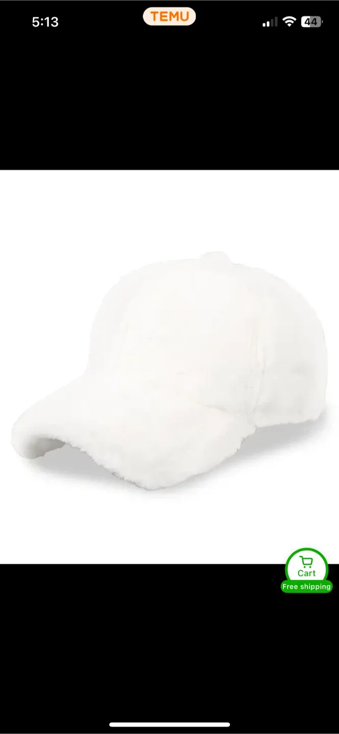 White Faux Fur Baseball Cap - New image indicator(3)