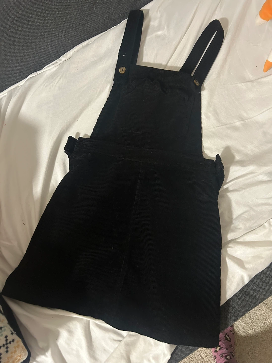 Black Corduroy Overall Dress