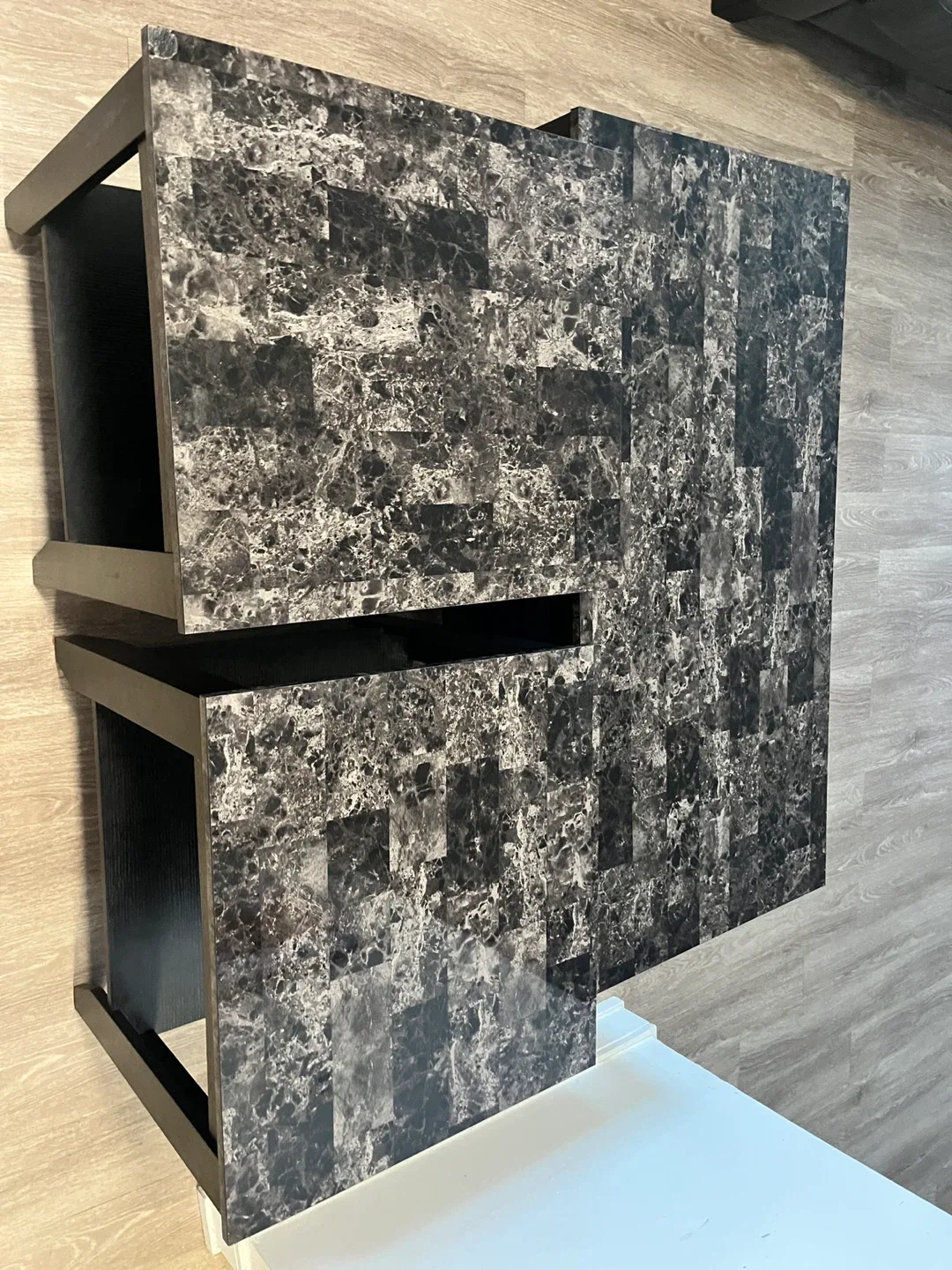 Black End Table with Marble-look Top 3nos image indicator(2)