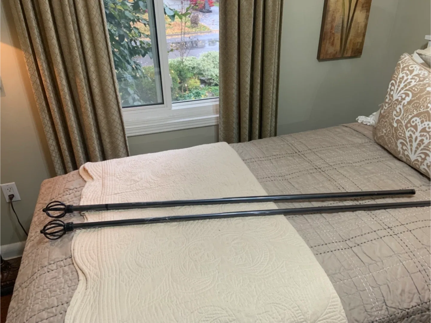 ONE NEW BRUSHED BRASS• BRONZED CURTAIN ROD ! BRAMPTON image indicator(5)