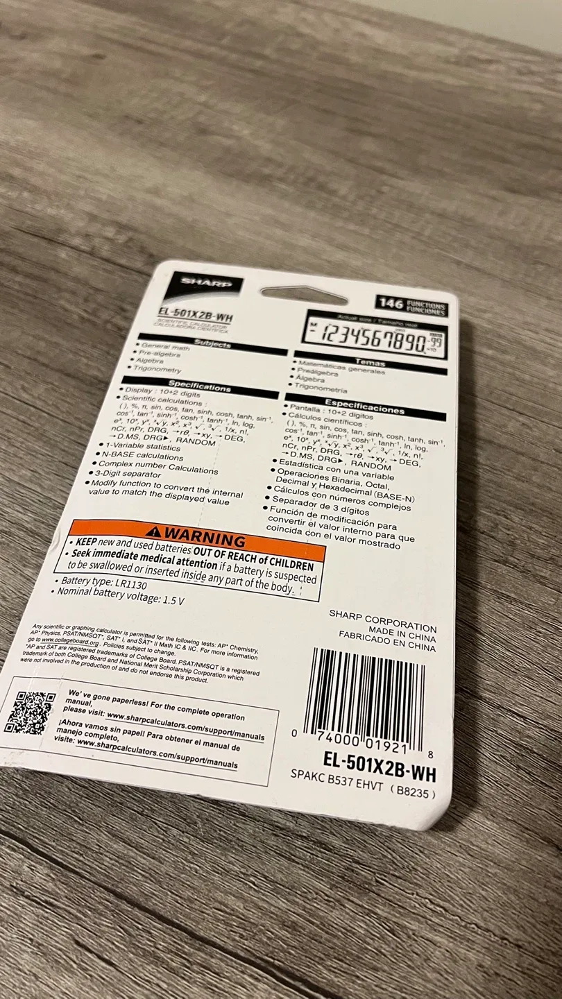 Sharp EL-501X2B-WH Scientific Calculator - New in Package image indicator(2)