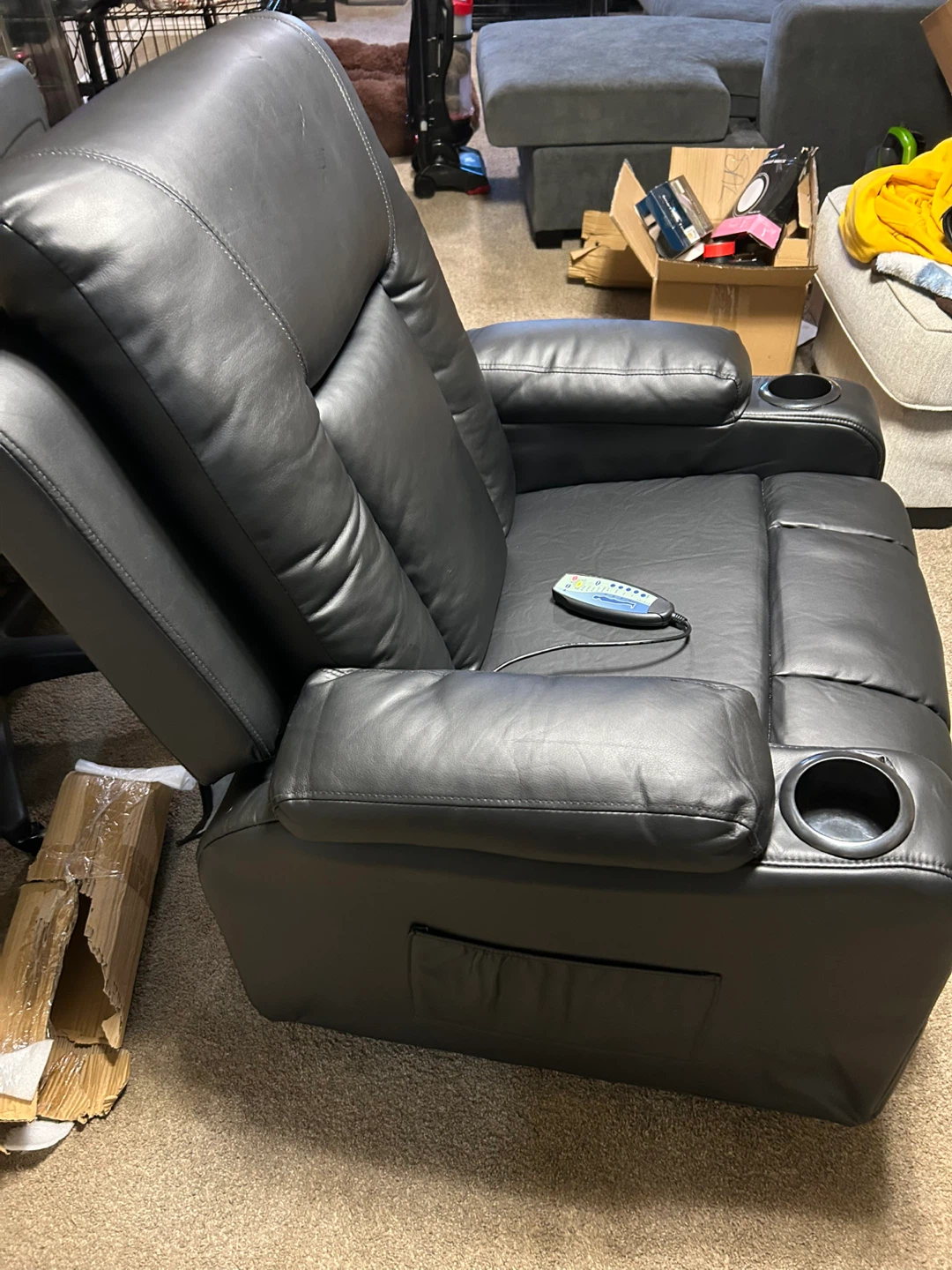 **NEW** Black Leather Power Lift Massage Recliner - photo 2