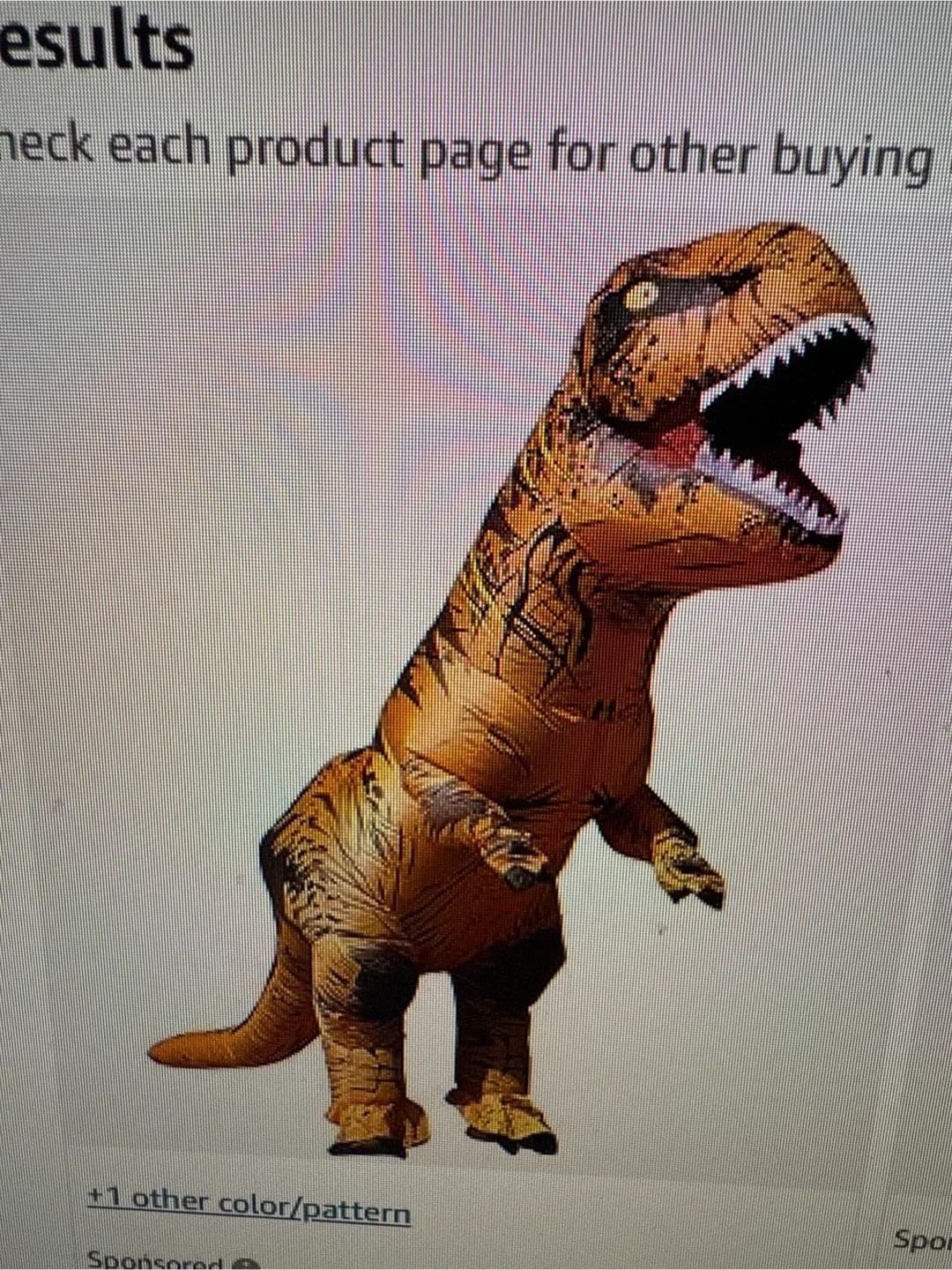 Inflatable T-Rex Dinosaur Costume