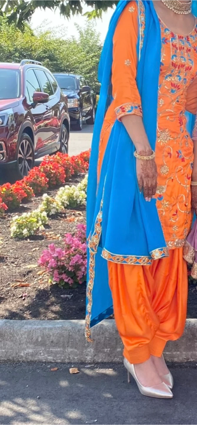 Orange & Blue Punjabi Suit