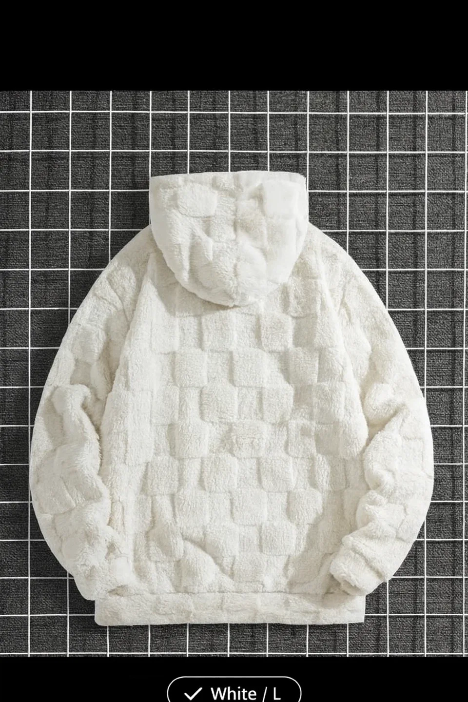 White Fuzzy Hoodie - Size L image indicator(2)