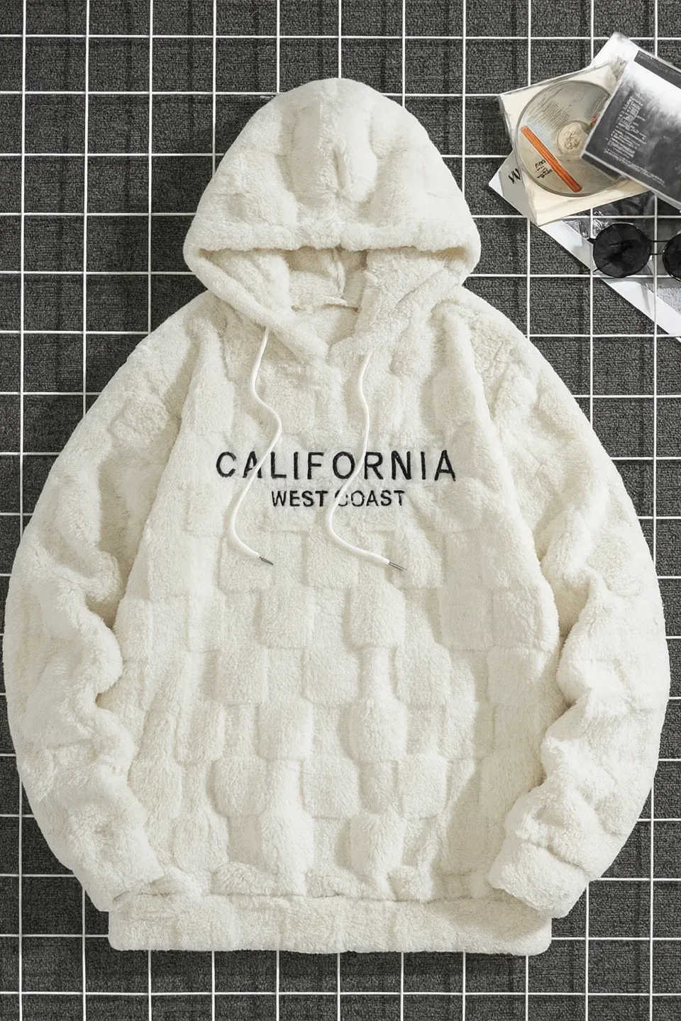 White Fuzzy Hoodie - Size L