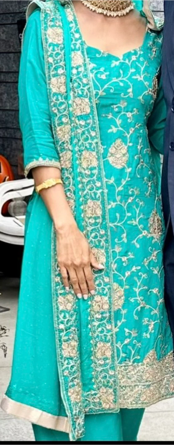 Teal Embroidered Salwar Kameez Suit