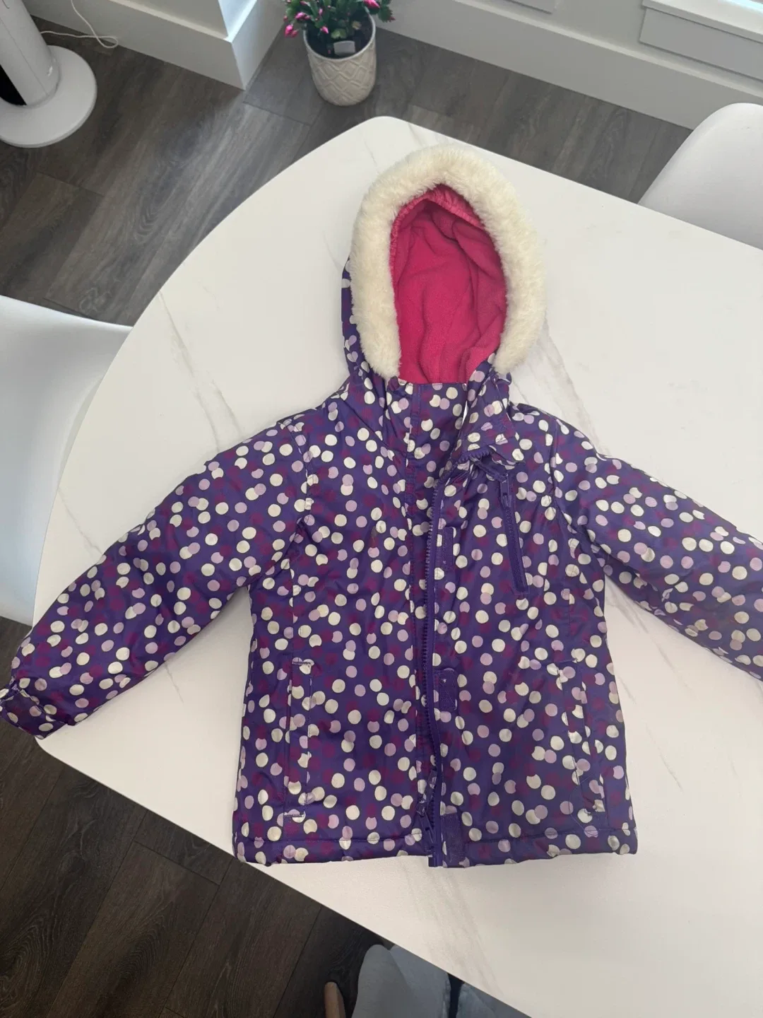 Hot Paws Kids Purple Polka Dot Winter Coat Size 4