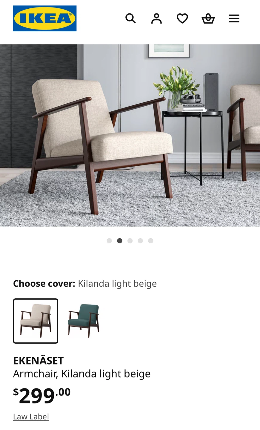 IKEA EKENÄSET Armchair, Kilanda light beige - photo 2