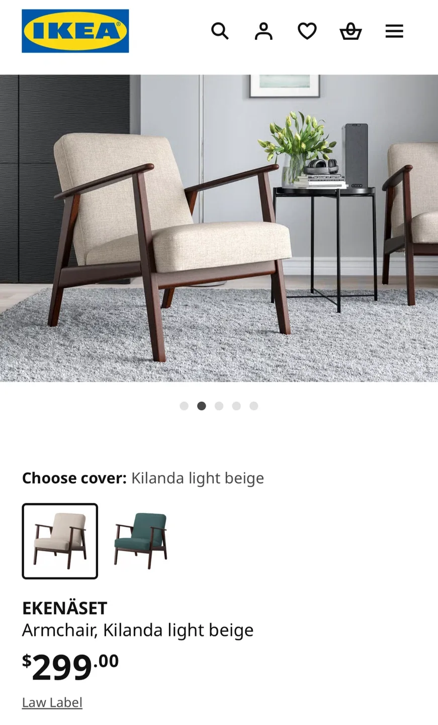 IKEA EKENÄSET Armchair, Kilanda light beige image indicator(2)