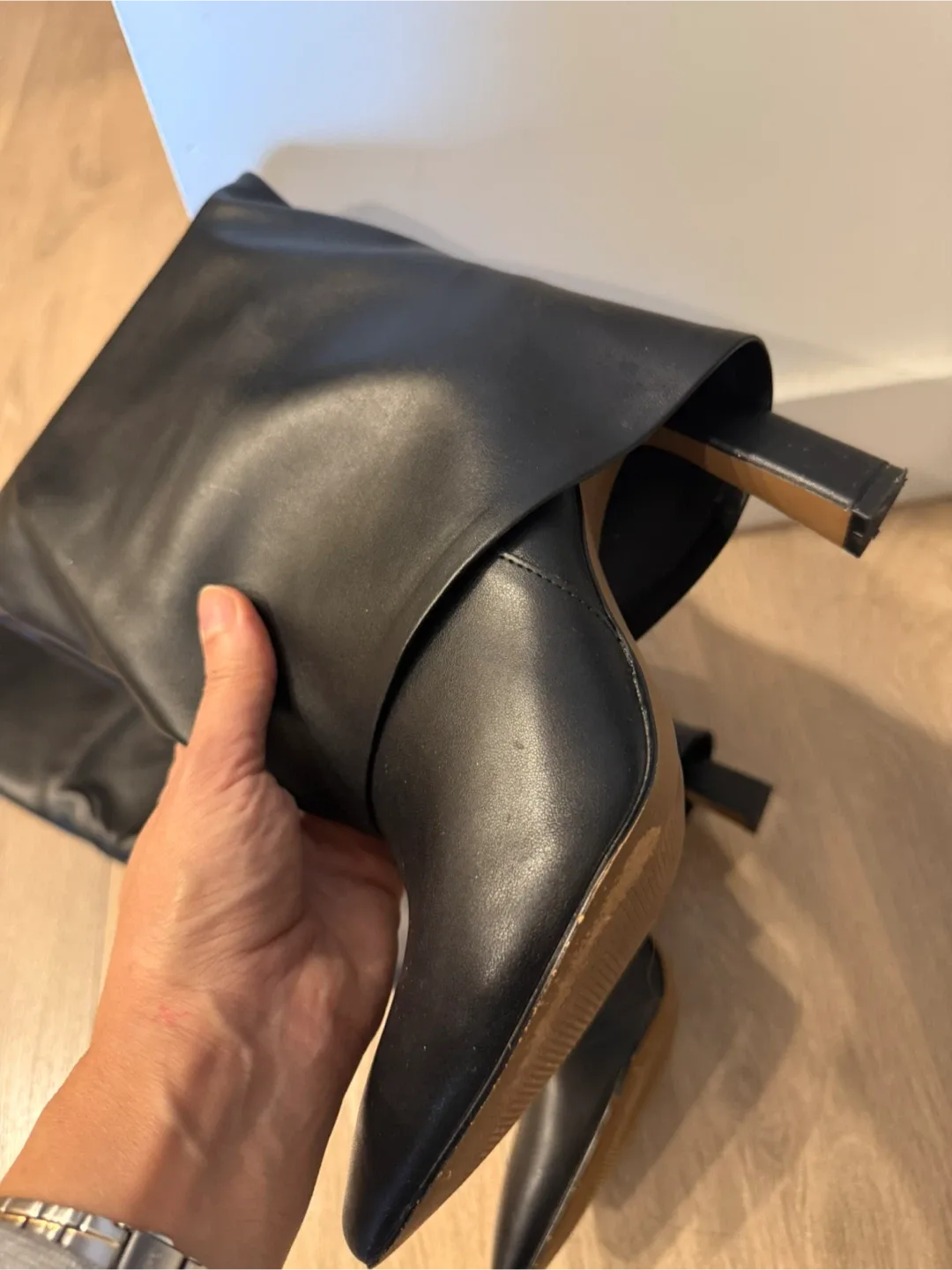 Call it spring Black Leather Knee High Boots image indicator(5)