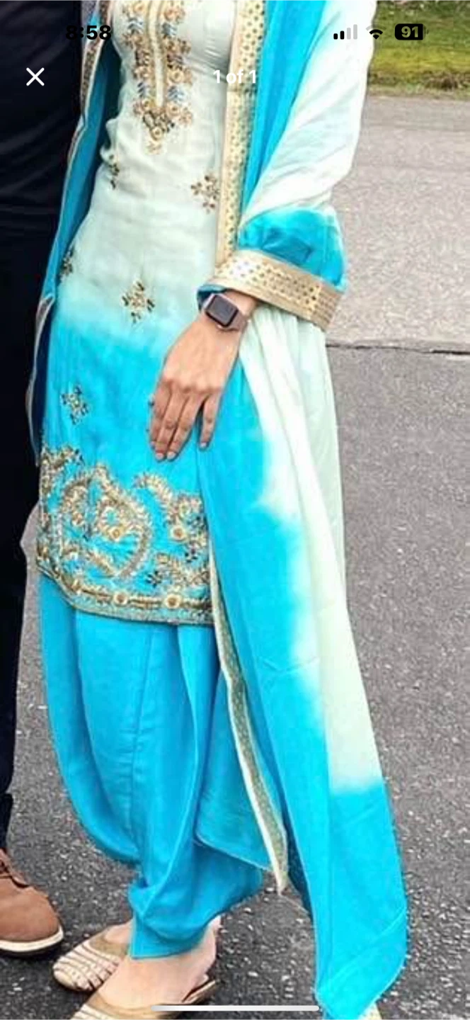 Turquoise & White Punjabi Suit