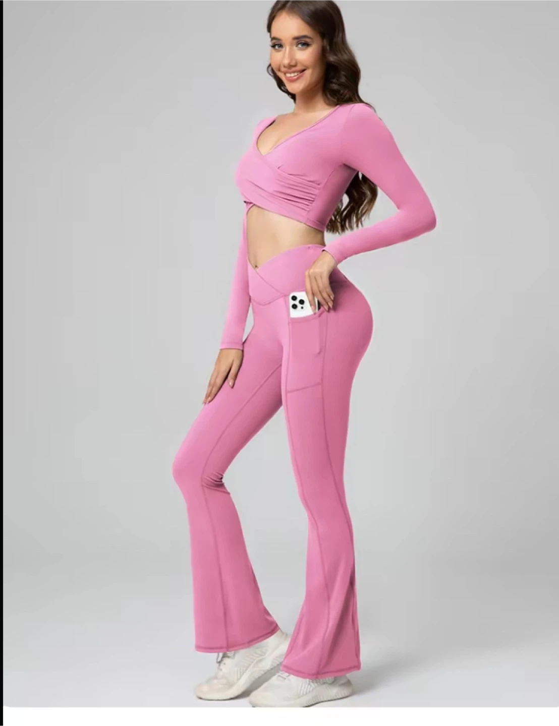 Pink Long Sleeve Yoga Set - Size Small