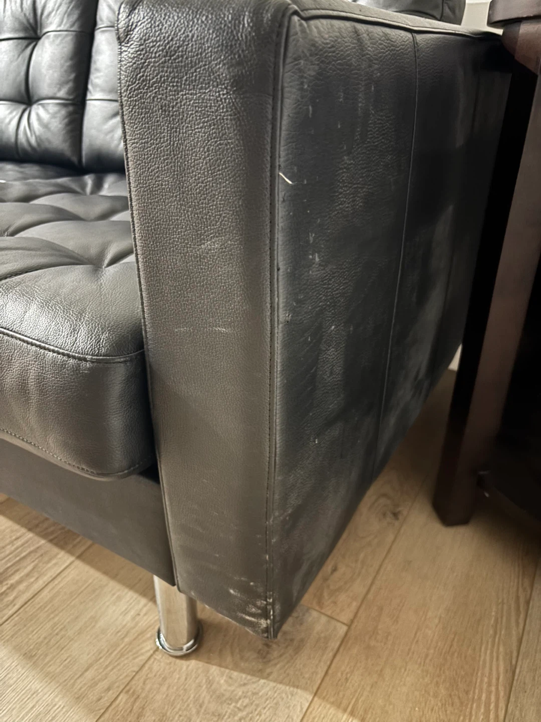 Black Leather 2-Seater Sofa - photo 2
