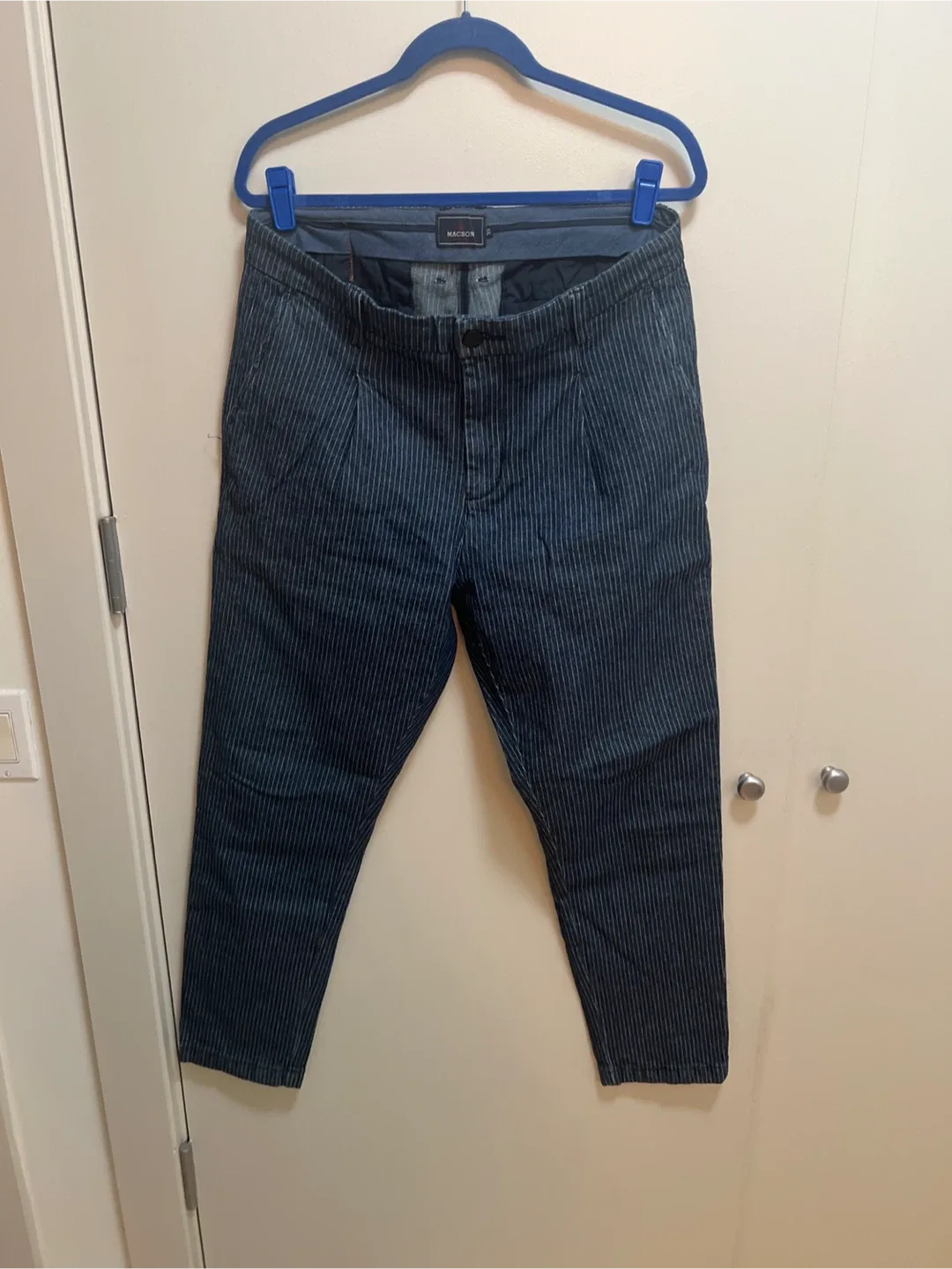 Macson Size 33 Blue pin Striped Pants thumbnail