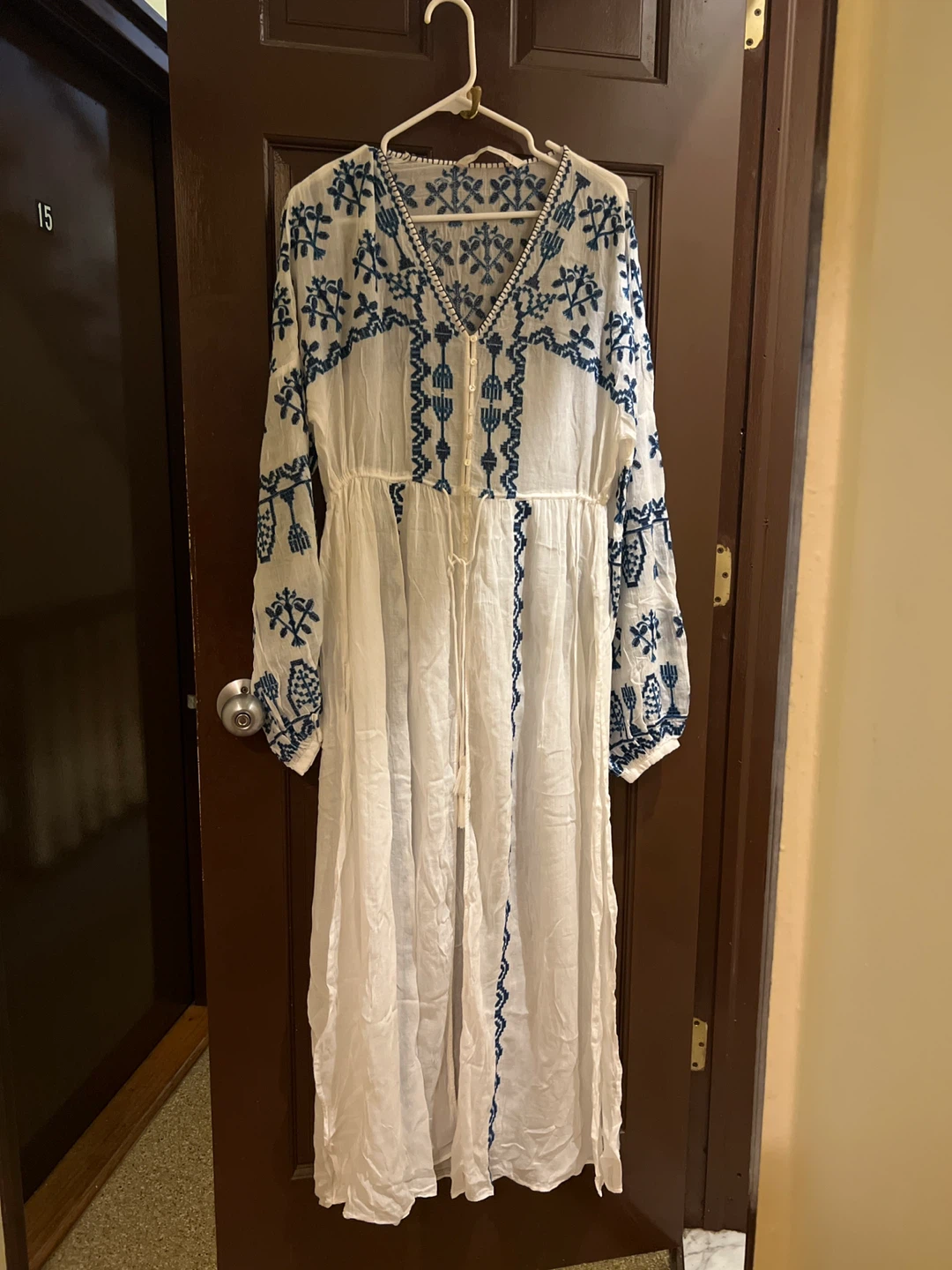 Zara White Embroidered Maxi Dress/Beach Cover-up