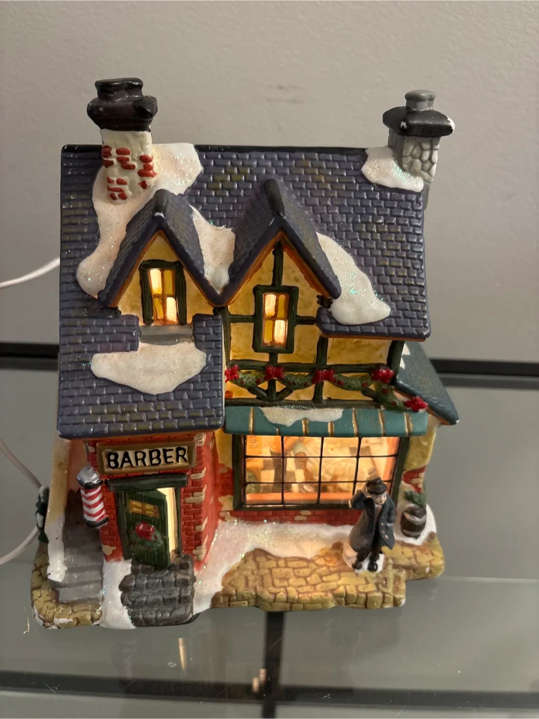 Holiday Hand-painted Porcelain Lighted Glass Window House image indicator(8)