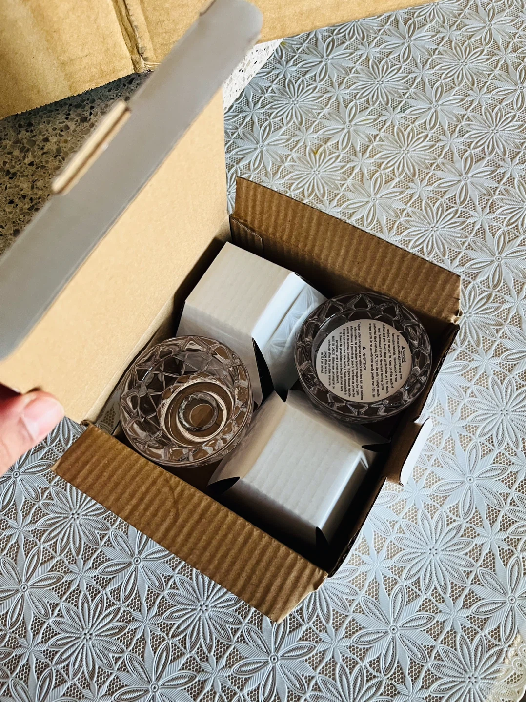 Glass candle holders set new - photo 4